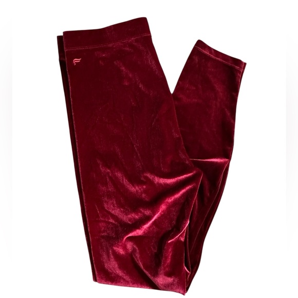 A387 FABLETICS 3 PC SET Velour Sports Bra Leggings Jacket Cherry Maroon Sz XL - Picture 7 of 9